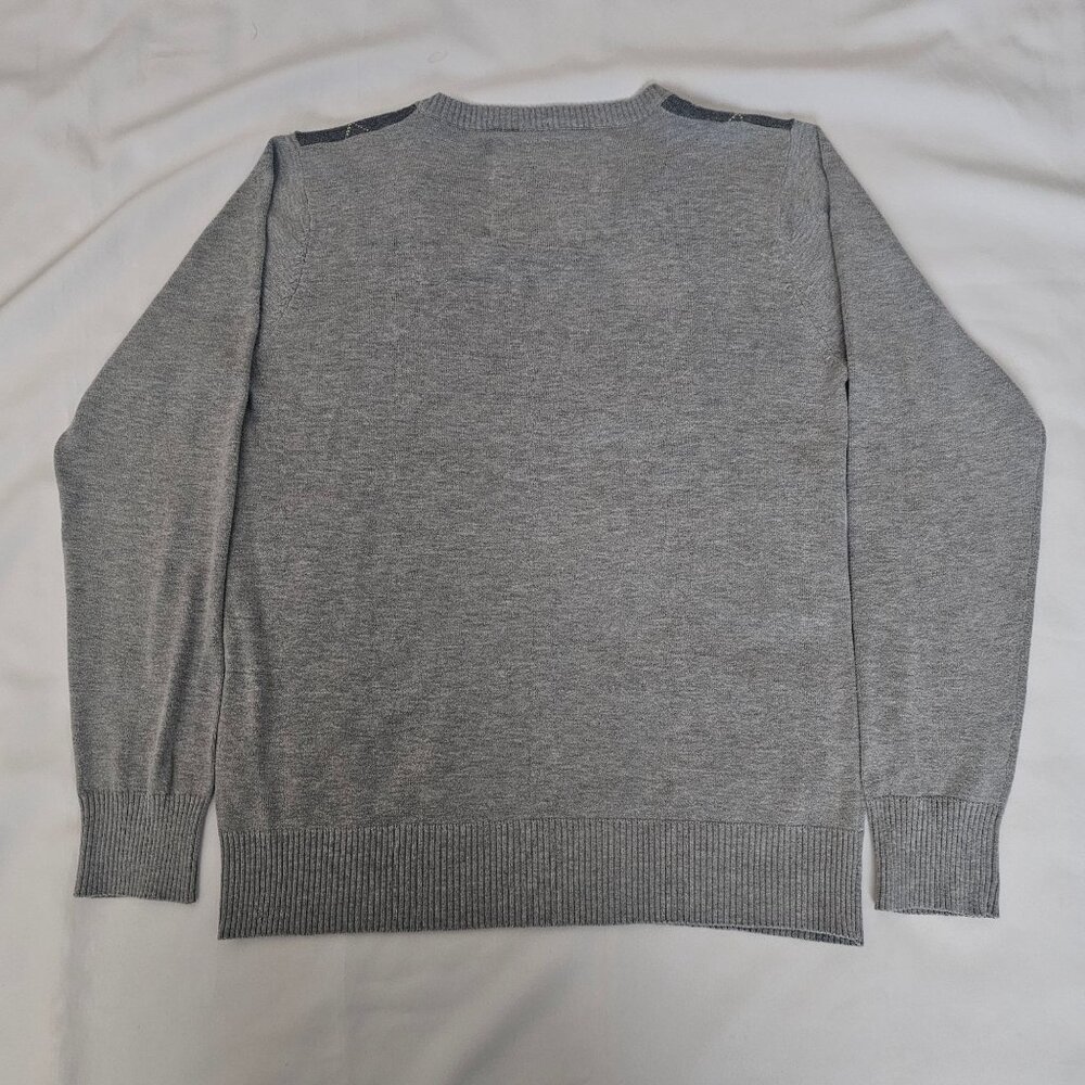 Abercrombie & Fitch Gray Argyle Moose Logo V-Neck Pullover Sweater Men's Size XL - Picture 3 of 9